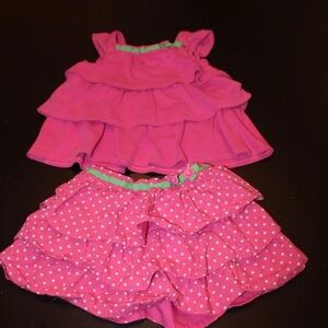 Gymboree Pink and Green Casual 2 Pnc skirt and shirt with ruffles